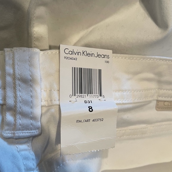 NWT Calvin Klein white crop straight leg cotton blend zipper closure pant size 8 - Picture 7 of 12